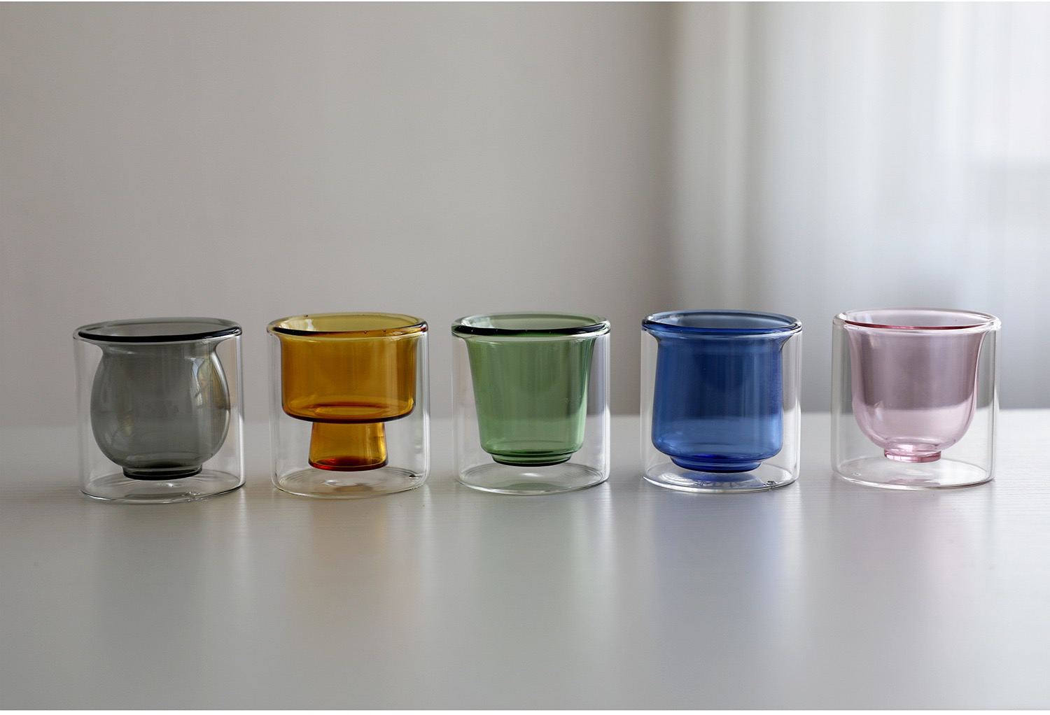 高硼硅双层玻璃咖啡杯 彩色内胆浓缩杯 隔热咖啡随手杯 创意杯子