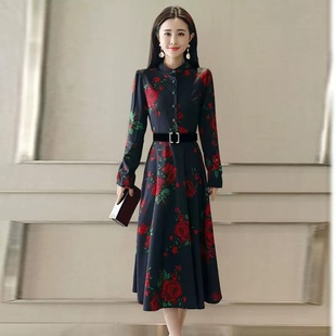 修身 妃蝶轩 秋冬时尚 清仓 奢华气质连衣裙082 断码