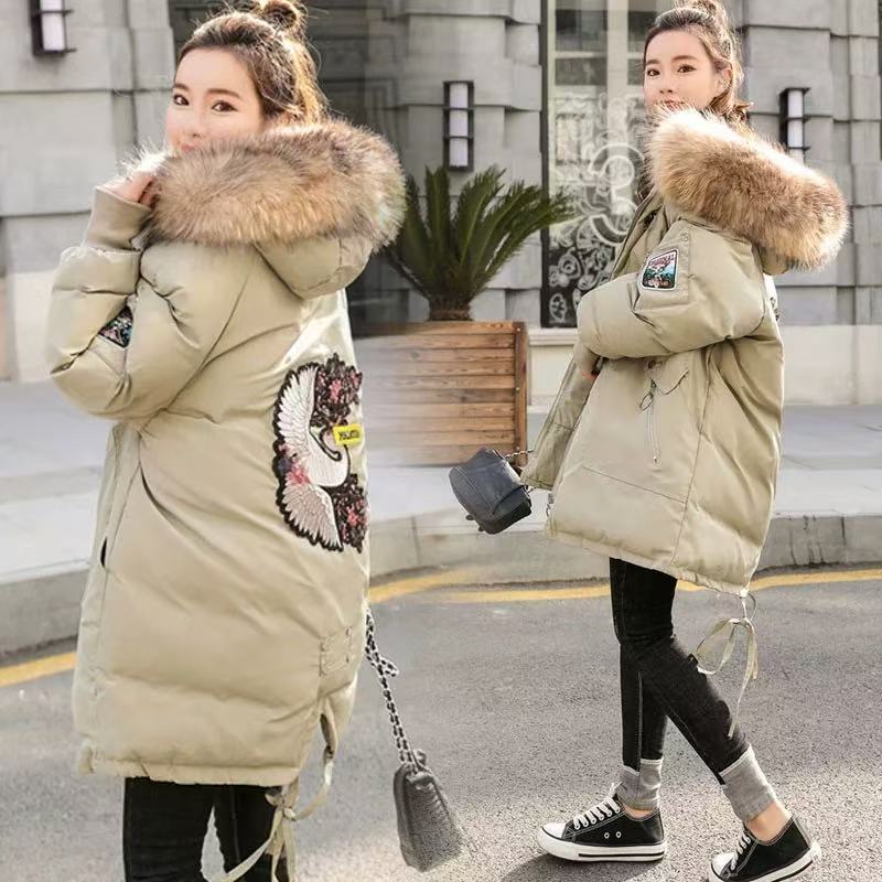 妃蝶轩【断码清仓】大码女装秋冬季中长款修身棉衣棉服外套6076