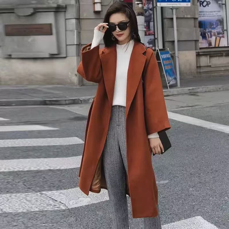 妃蝶轩【断码清仓】大码女装秋冬季时尚百搭加厚毛呢外套 90145