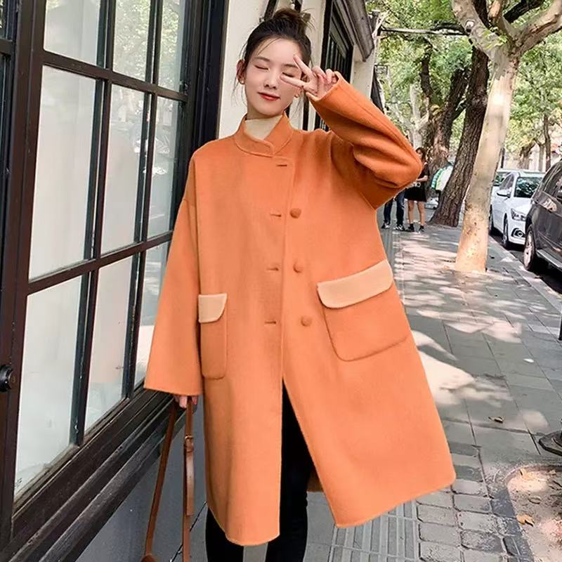 妃蝶轩【断码清仓】大码女装秋冬季时尚百搭休闲毛呢外套 1910