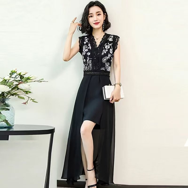 妃蝶轩【断码清仓】大码女装春夏季时尚百搭优雅短袖连衣裙 1302