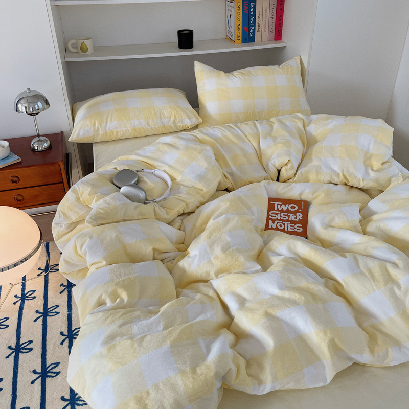 纯色全棉四件套ins风 40支渐变纯棉四件套被套床笠款南通宿舍家纺