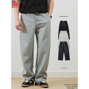 男 休闲卫裤 380克 空气层垂坠针织直筒弯刀裤