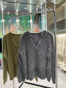 2027针织厚款V领山羊绒衫网红长袖宽松套头打底毛衣2025