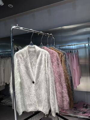 2072秋冬100山羊绒拉毛百搭纸片人针织羊绒衫休闲百搭加厚秋冬