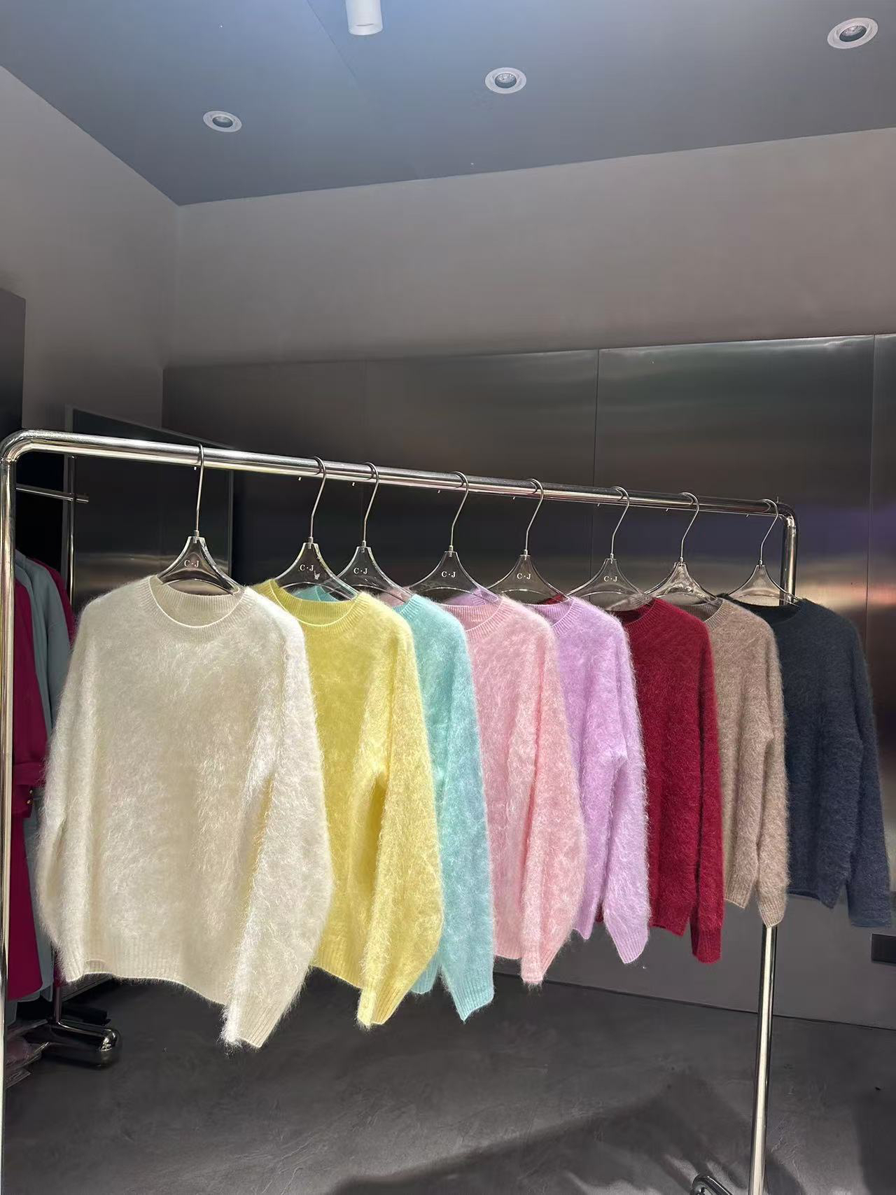 （云端系列）100山羊绒拉绒简单基础款圆领上衣毛衣