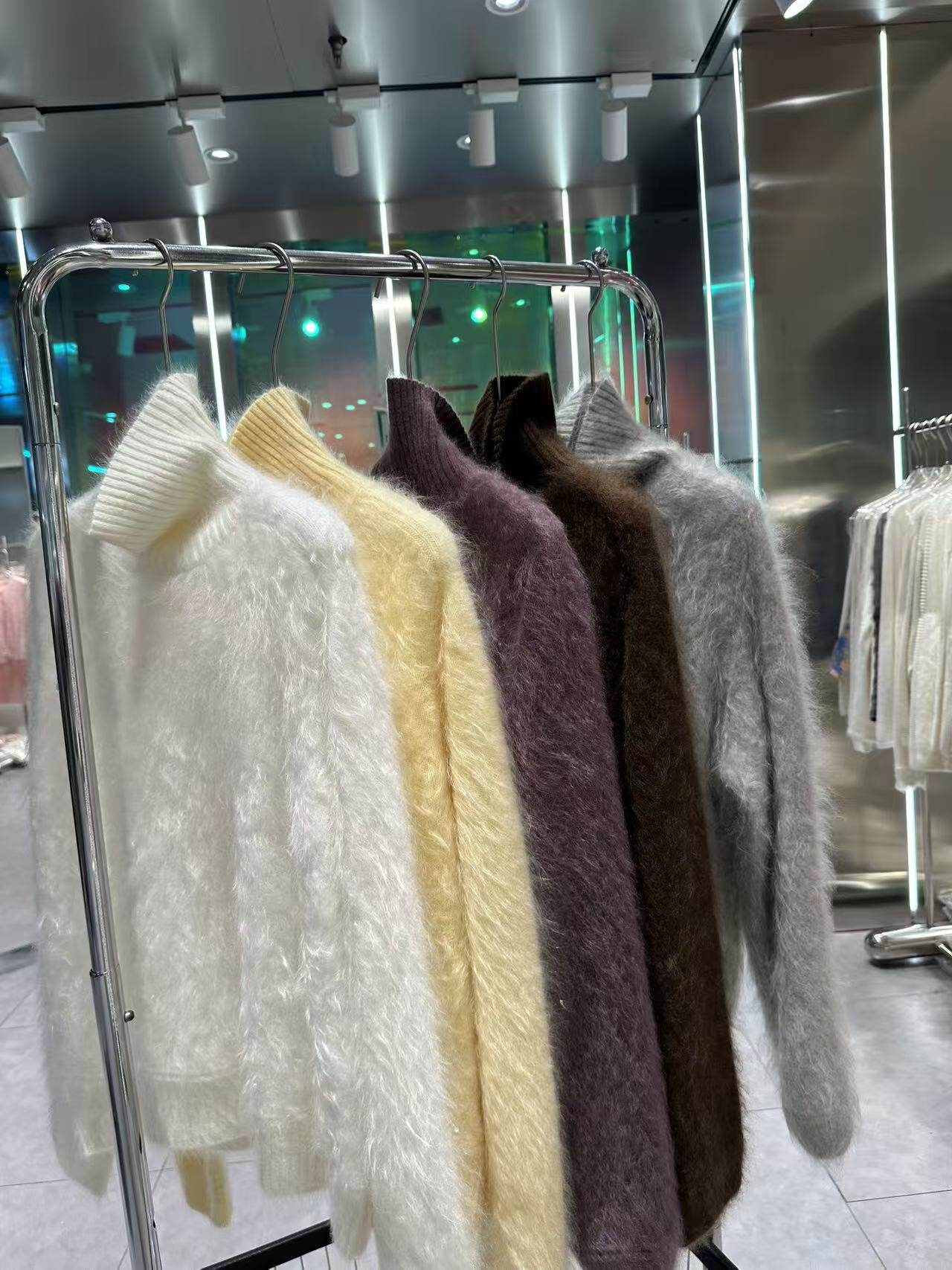 2050厚款高领长款落肩袖宽松型羊绒衫正肩袖修身型纯色