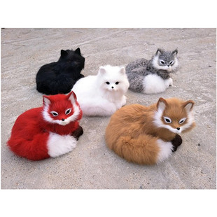 白狐狸玩偶四色森林道具 仿真皮毛动物模型摆件毛绒具卡通宠物