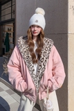 兔耳连帽加厚豹纹毛绒内里短外套155-8712-P215K315，女装短外套，世纪海洋