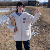 【下架】皮毛一体羊羔毛外套155-196-P160控255，女装短外套，世纪海洋