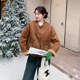 【现货】羊羔毛加绒皮毛一体送围巾刺绣外套155-8701-P215K300，女装短外套，世纪海洋