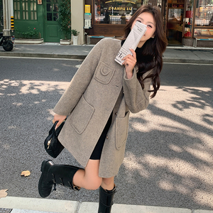 山羊绒双面呢大衣155-8212-P255控355图片