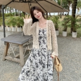 今年流行碎花吊带裙穿搭一整套女夏季2025新款镂空马甲长裙，女装连衣裙，世纪海洋