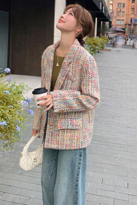chic毛呢西装外套女2025秋新款独特超好看小香风百搭气质韩版西服图片