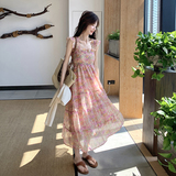 2025春季法式气质名媛高端女神范漂亮独特开衫粉色碎花连衣裙，女装连衣裙，世纪海洋
