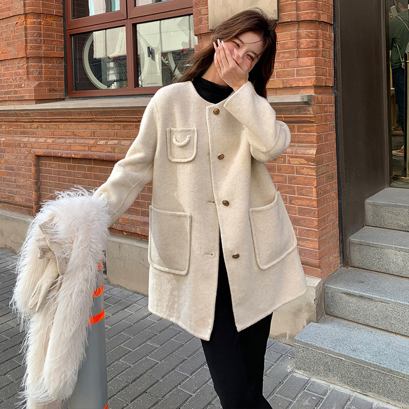 山羊绒双面呢大衣155-8212-P255控355,女装毛呢外套,世纪海洋