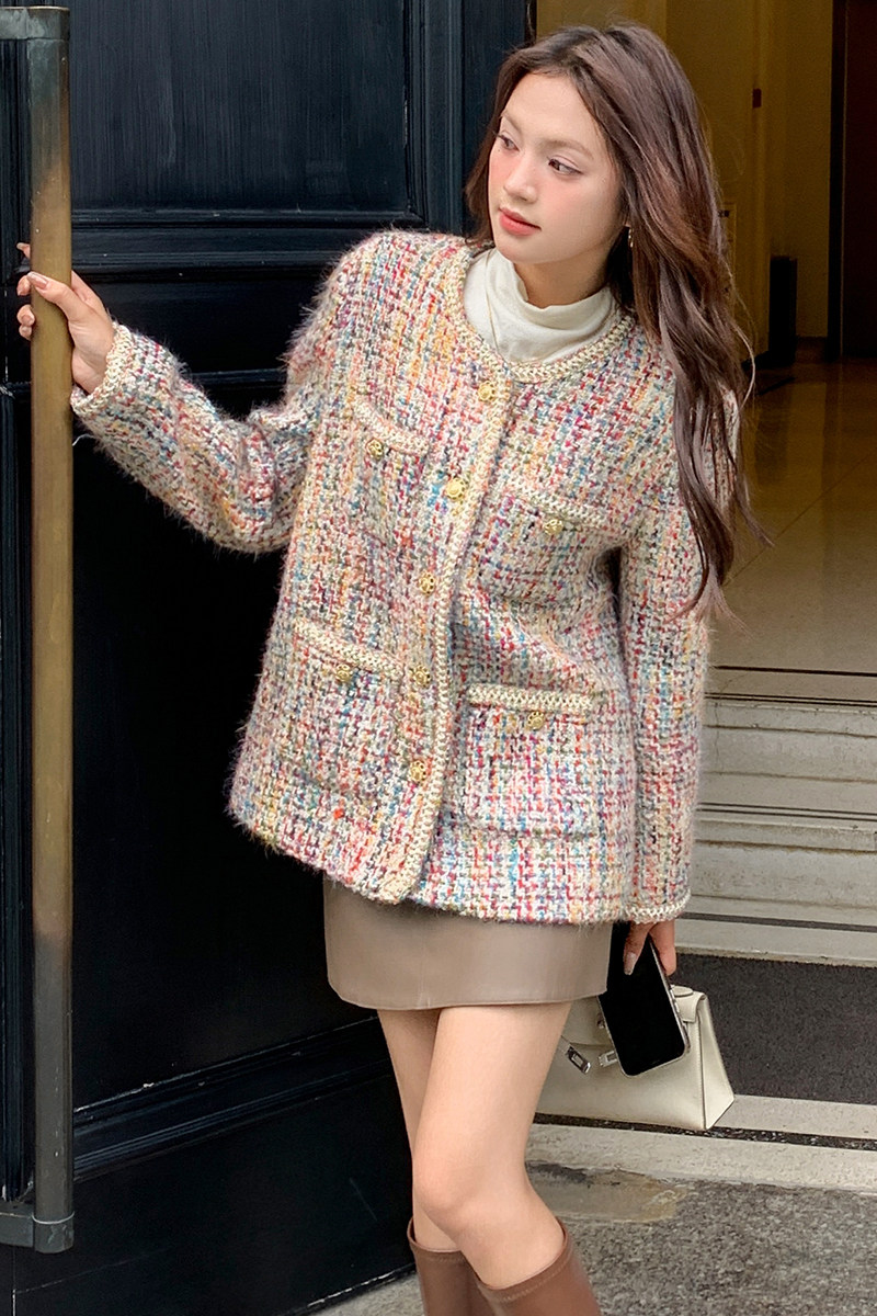 【现货】小香风重工艺毛呢羽绒外套155-2450B-P245控350,女装短外套,世纪海洋