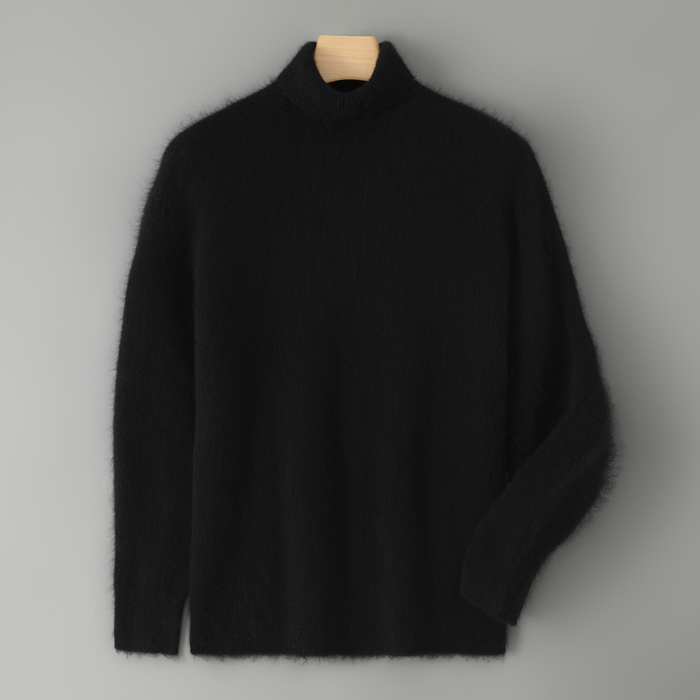 极简风高领100%纯羊毛衫男秋冬黑色加厚保暖针织毛衣宽松打底衫