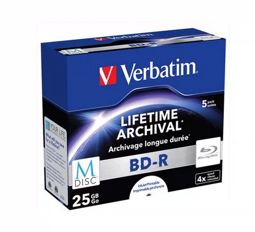 千年光盘档案级Verbatim威宝M-DISC空白25G刻录盘BD-R蓝光碟片5张