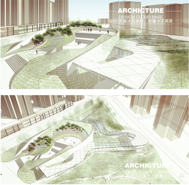 现代异形曲面山地坡地玻璃廊架栈道长廊道街角公园景观挑台su模型