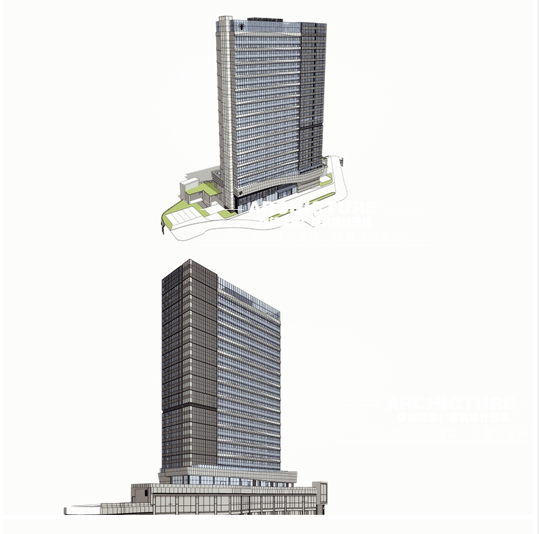 现代高层/办公/公寓/商业综合体/异性曲面表皮建筑设计/su模型