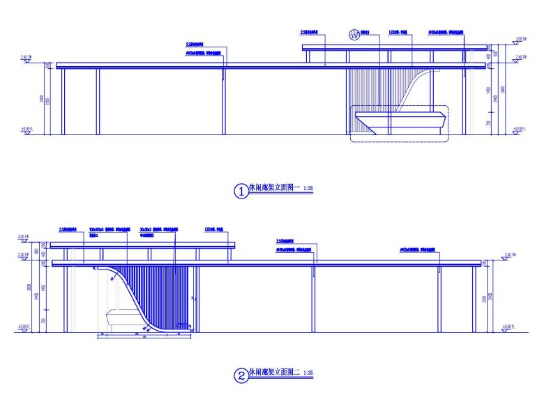 园林庭园钢结构异形休闲景观廊架cad施工图详图参考资料