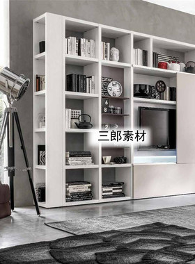 现代室内设计板式家具书柜书橱壁柜室内装修效果图118张素材