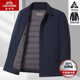 老爷车羽绒服男中老年秋冬装 羽绒夹克爸爸外套 可拆卸内胆扣子厚款