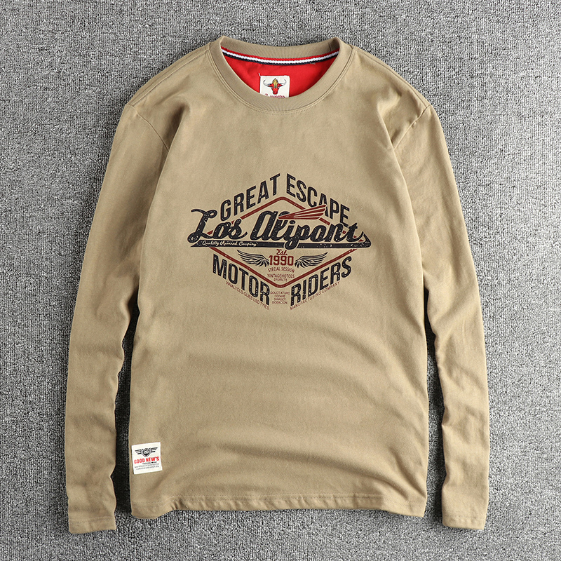 复古潮流字母图案长袖T恤