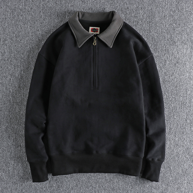 复古休闲翻领个性撞色