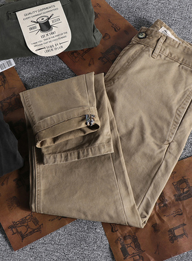 美式咔叽复古梭织纯棉男士休闲裤时尚百搭经典CHINO修身直筒长裤