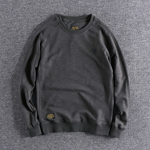 做旧圆领上衣复古套头