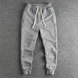 纯棉双股毛圈休闲卫裤 青年长裤 男 小脚潮流运动束脚裤 子 修身 秋季