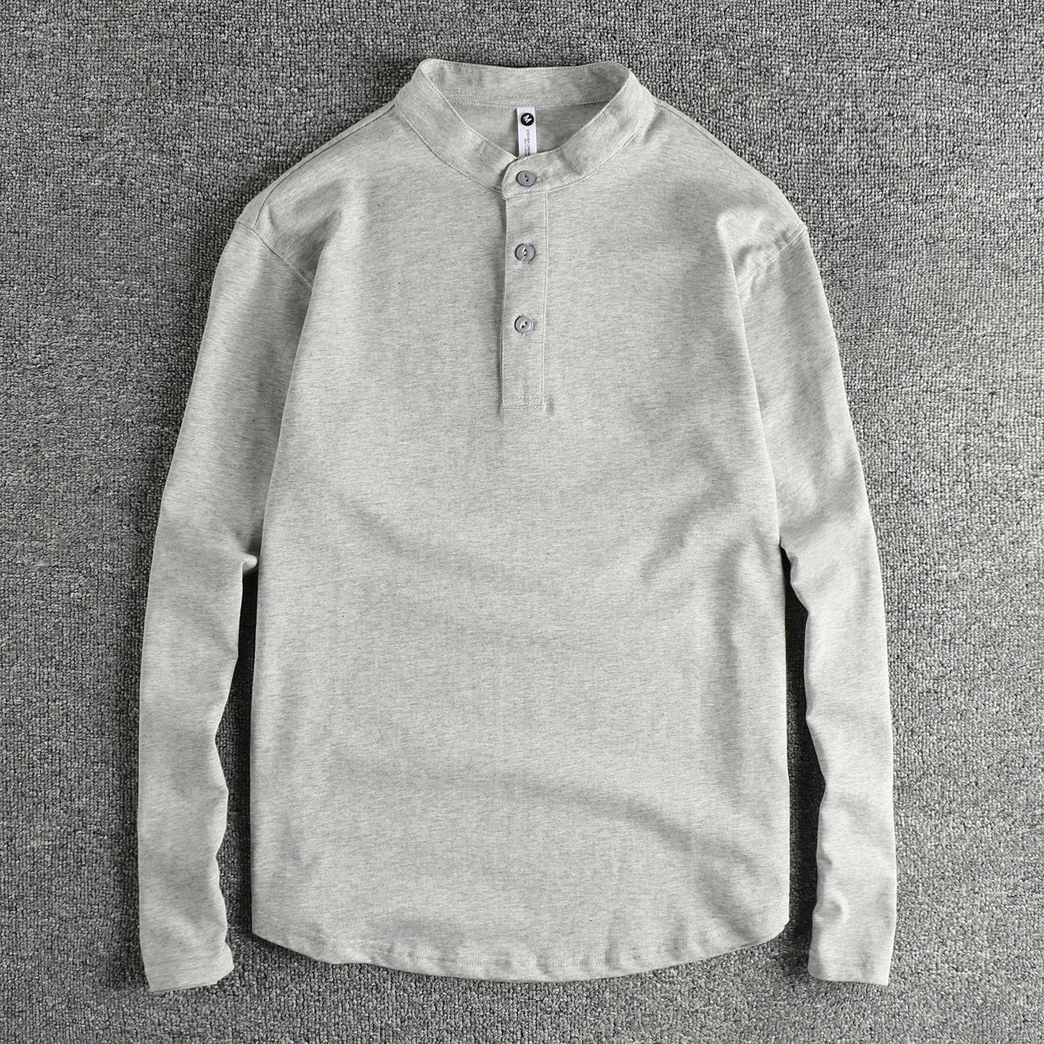 美式复古亨利领男款长袖T恤