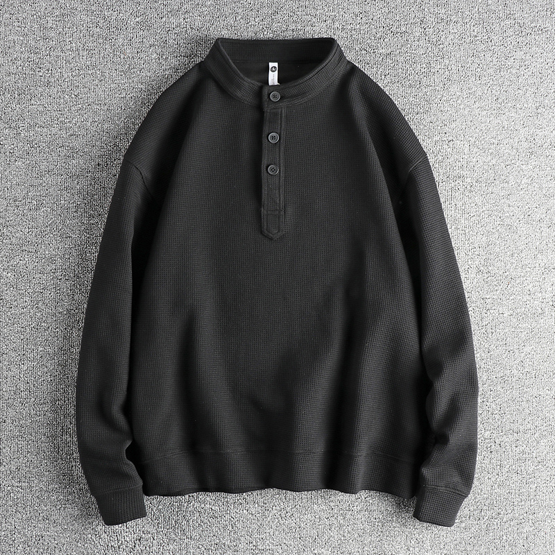 美式复古亨利领卫衣长袖