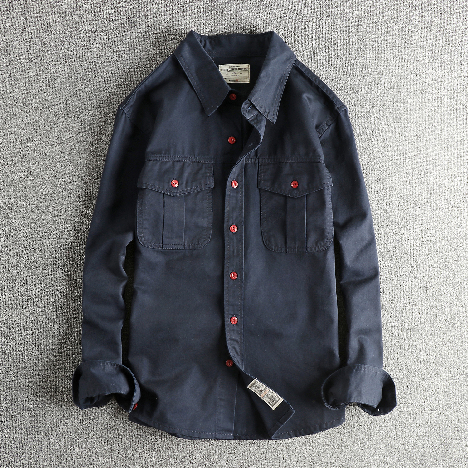 阿美咔叽复古工程师衬衫长袖