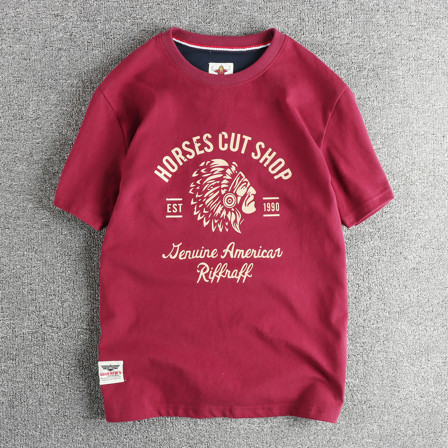 复古潮流印第安图案短袖T恤