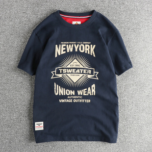全棉水洗男女潮流半袖 T恤男 街头复古风vintage字母印花短袖 美式