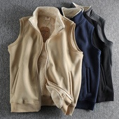 加绒加厚纯色无袖 日系复古高街潮流马甲外套男 保暖立领冬季 背心