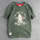 水洗磨毛全棉舒适圆领半袖 高街复古佛手图案短袖 T恤男 潮青年tee