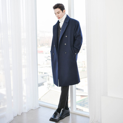 冬季新品双排扣英伦风毛呢大衣