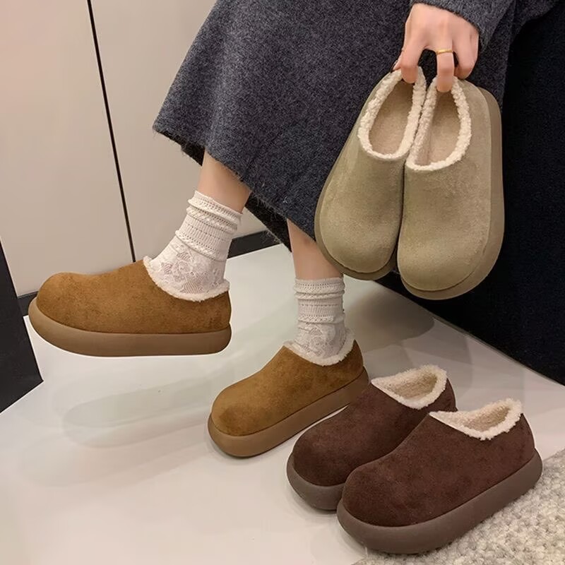 小土豆博肯女鞋加绒加厚时尚雪地靴冬季平底保暖冬季防滑女棉鞋