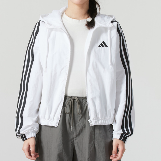 Adidas阿迪达斯正品新款春秋女子连帽梭织内里网衬夹克外套JZ2161图片