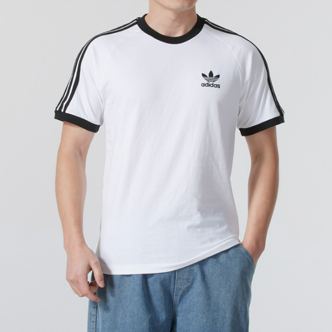 Adidas阿迪达斯三叶草正品夏季男拼接百搭运动休闲短袖T恤KB2460