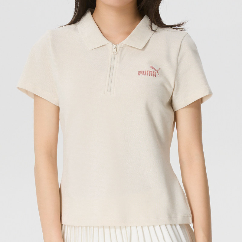 Puma彪马正品新款夏季女款拉链翻领印花时尚百搭短袖POLO衫694457
