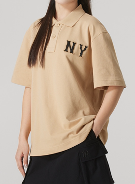 MLB正品新款夏季新款男女同款经典百搭刺绣POLO短袖T恤3APQB0353