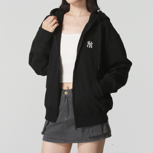 MLB正品新款春秋男女同款针织连帽logo百搭时尚夹克外套3ATRB0154