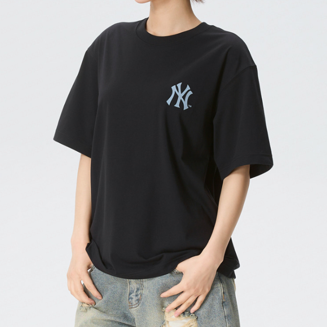 MLB正品新款夏季男女同款纽约洋基胶印时尚百搭短袖T恤3ATSX0863