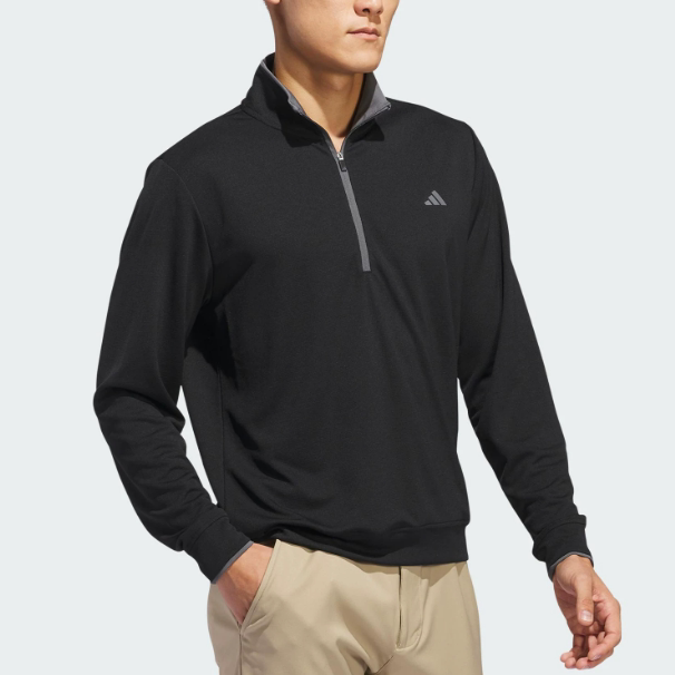 Adidas阿迪达斯正品新款春秋季男款修身半开襟套头长袖T恤IU4514